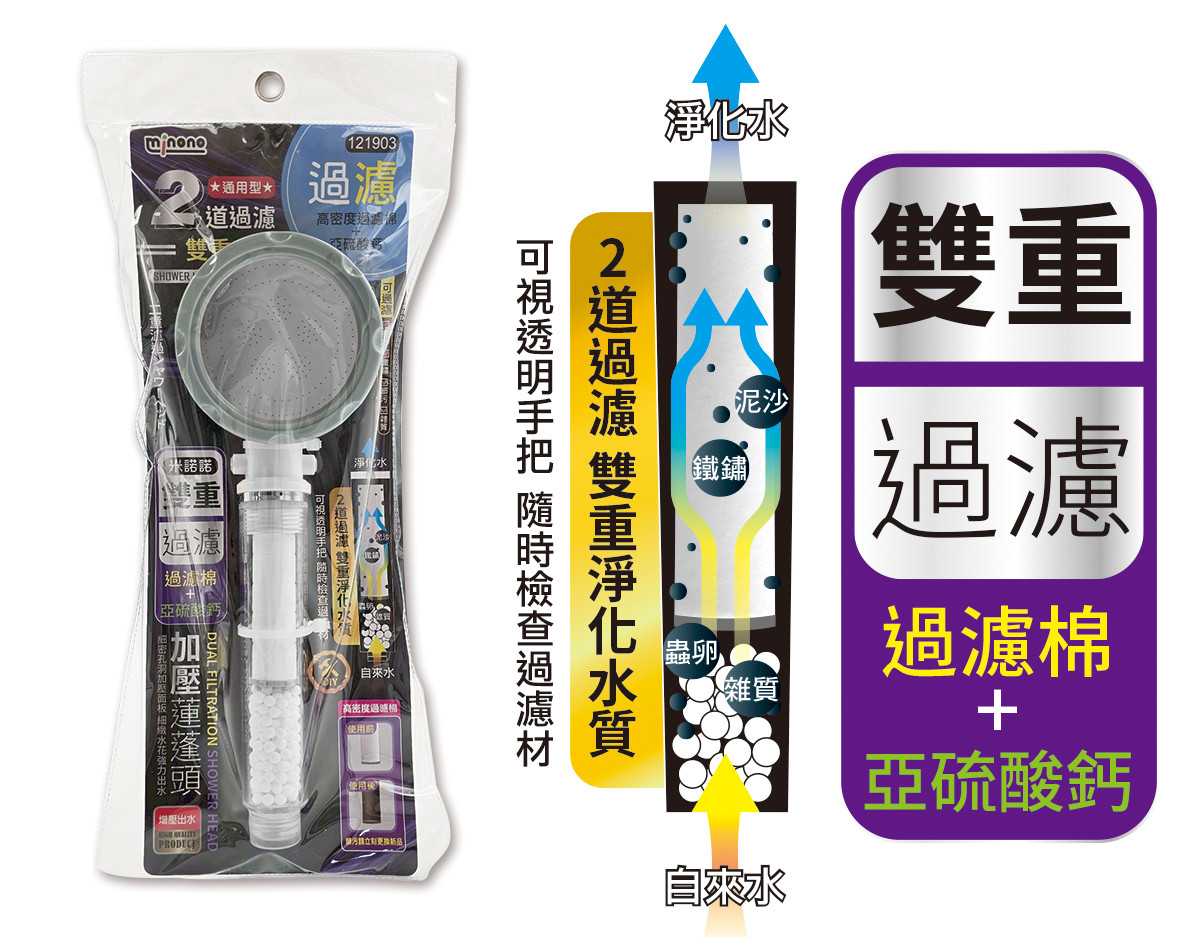 米諾諾雙重過濾加壓蓮蓬頭